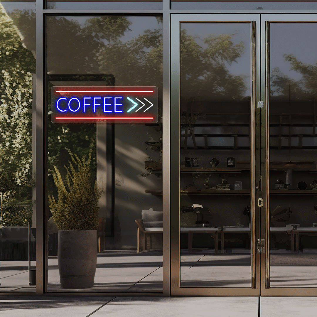 Coffee With Arrow Animated Neon Sign