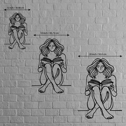 Bookish Girl Minimalist Line Art