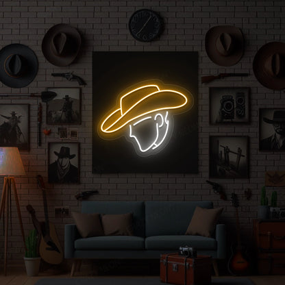Cowboy Outline Silhouette Neon Sign | Orange 