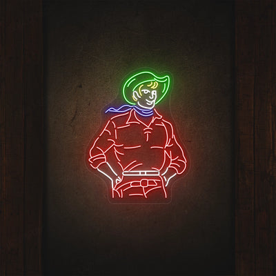 Outlaw Icon Cowboy Neon Sign | Red