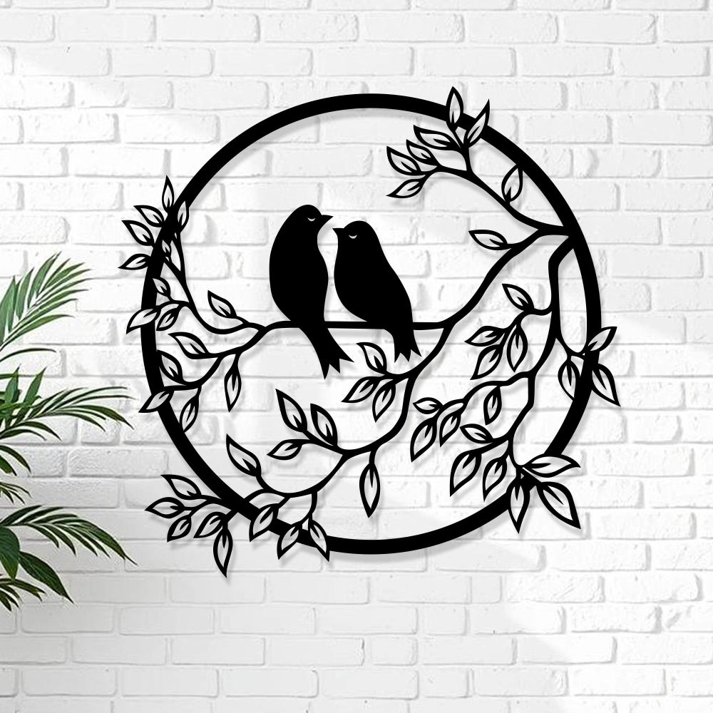 Bird On Branch Round Wall Art Metal Sign