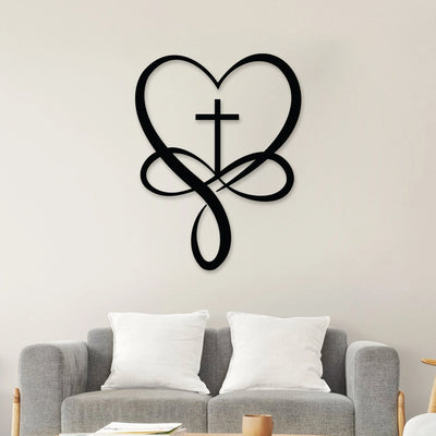Infinity Cross Heart Metal Wall Art