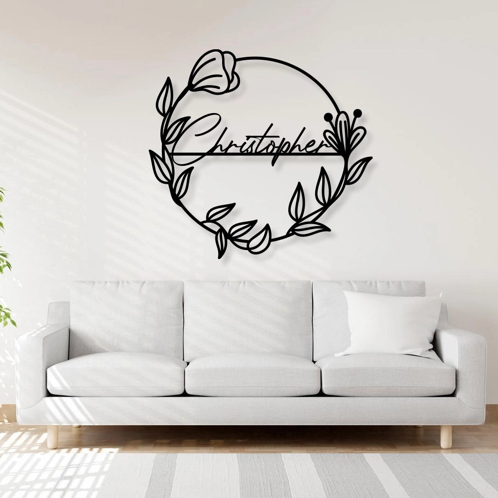 Personalized Floral branch Metal Name Sign