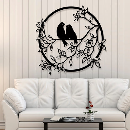 Bird On Branch Round Wall Art Metal Sign