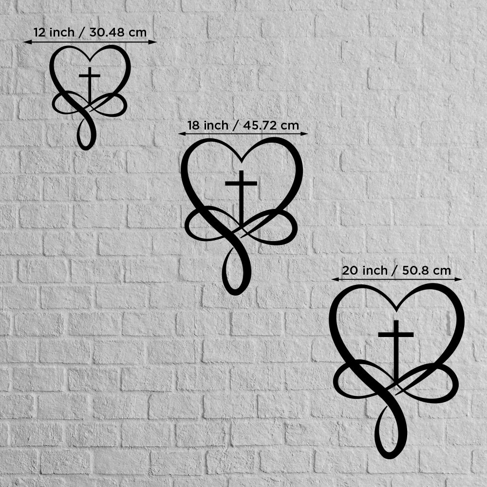 Infinity Cross Heart Jesus Metal Wall Art