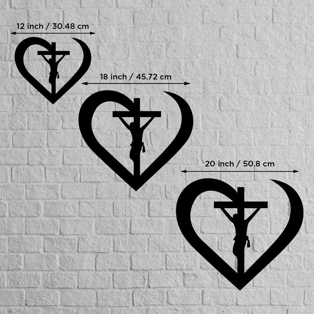 Jesus Cross in a Heart Metal Wall Art