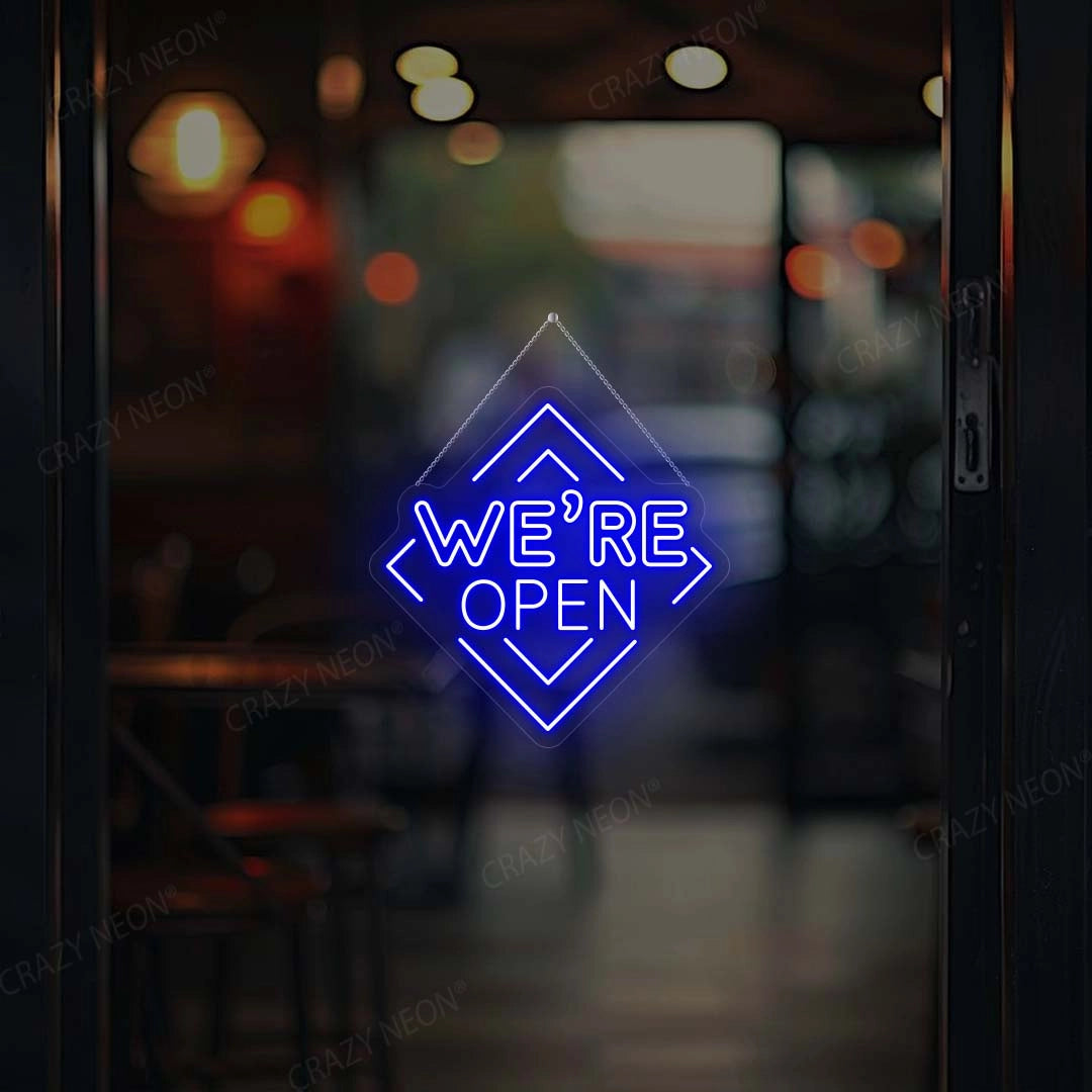 We Are Open Square Sign | Blue