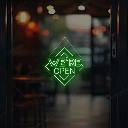 We Are Open Square Sign | Green