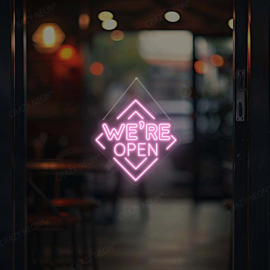 We Are Open Square Sign | Pink