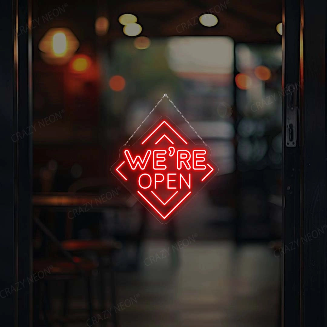 We Are Open Square Sign | red