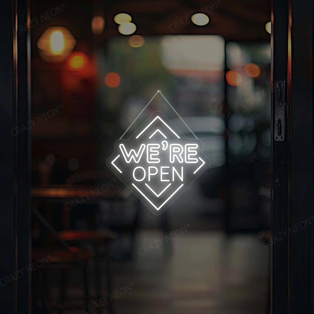 We Are Open Square Sign | white