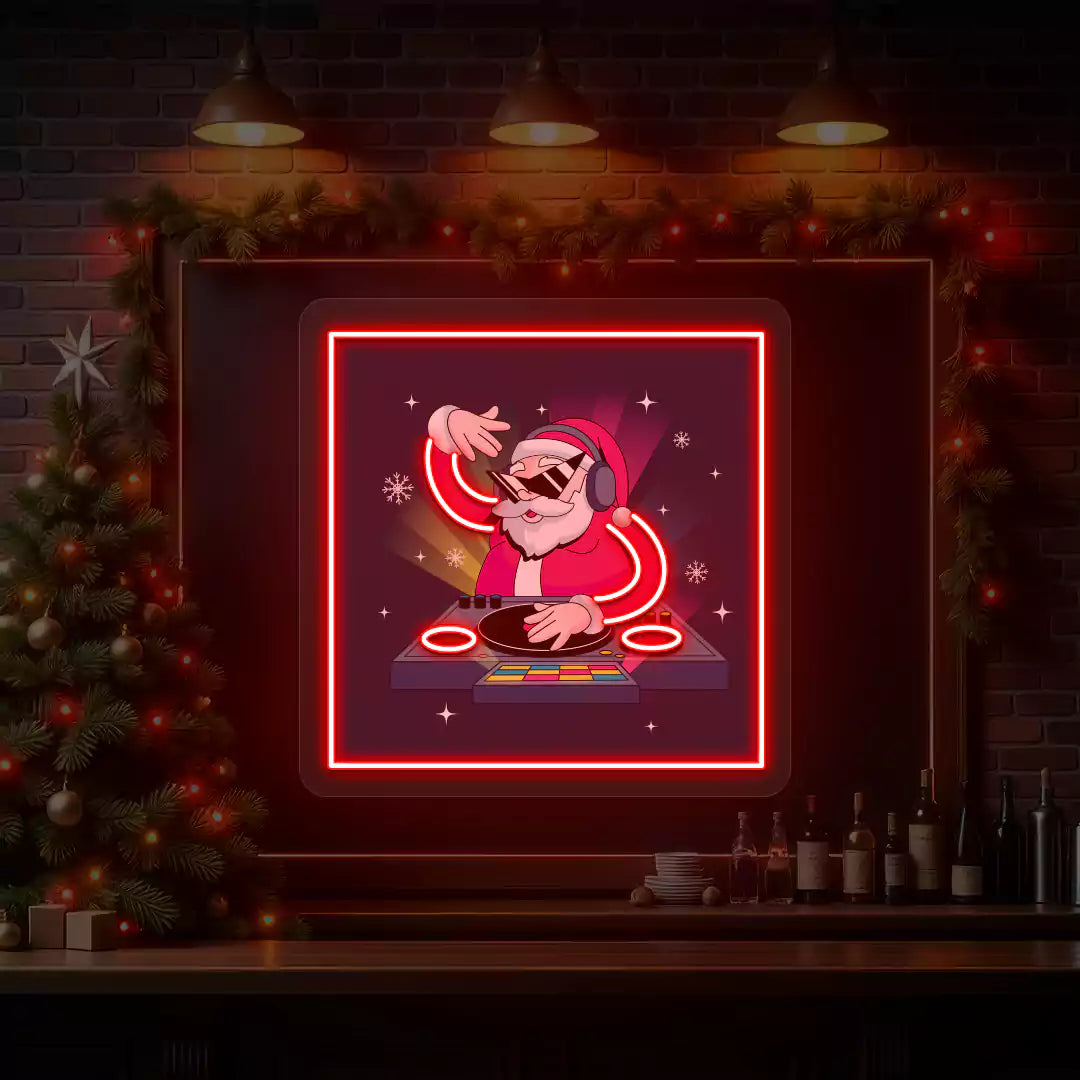 DJ Vibes Santa Neon Artwork | Red