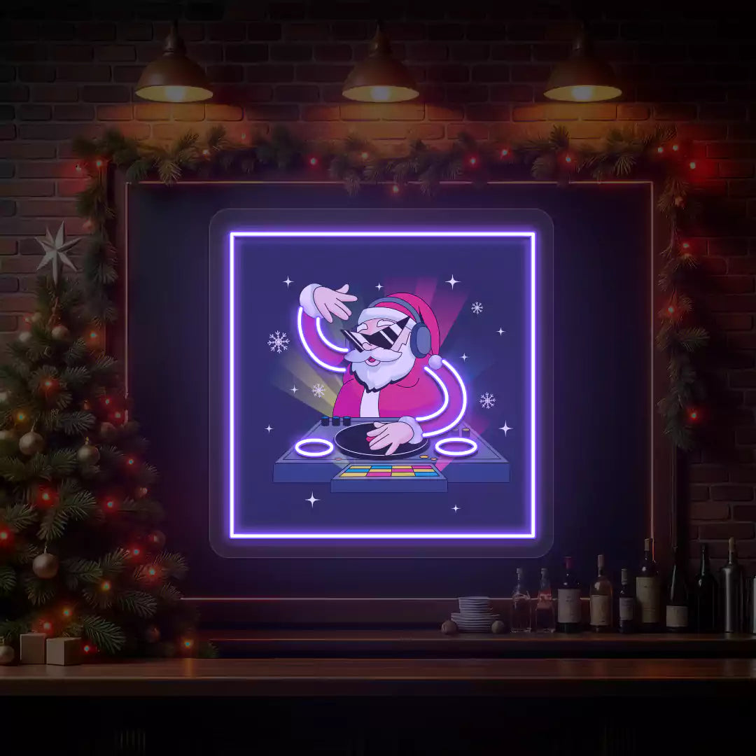 DJ Vibes Santa Neon Artwork | Purple