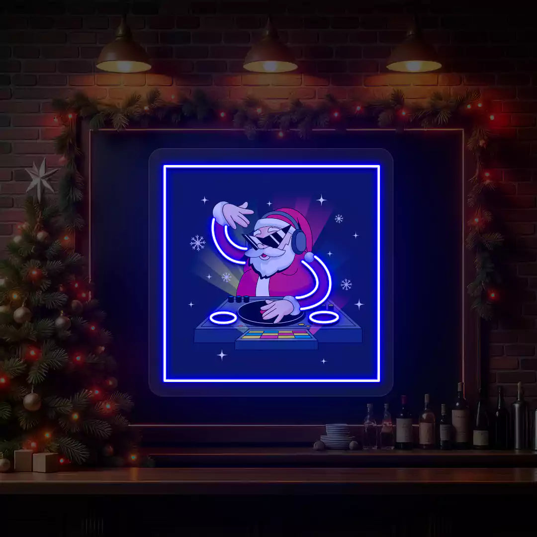 DJ Vibes Santa Neon Artwork | Blue