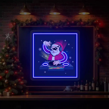 DJ Vibes Santa Neon Artwork | Blue