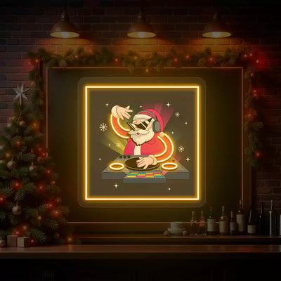 DJ Vibes Santa Neon Artwork | Orange
