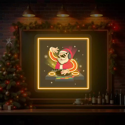 DJ Vibes Santa Neon Artwork | Orange