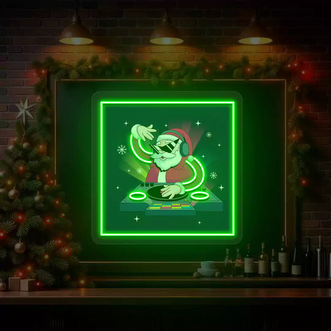 DJ Vibes Santa Neon Artwork | Green