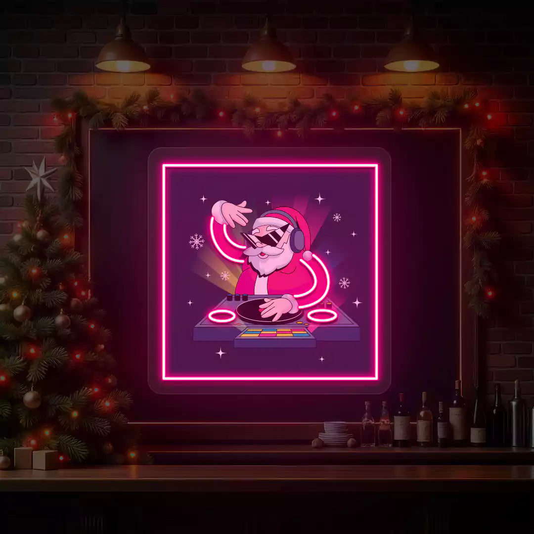 DJ Vibes Santa Neon Artwork | Pink