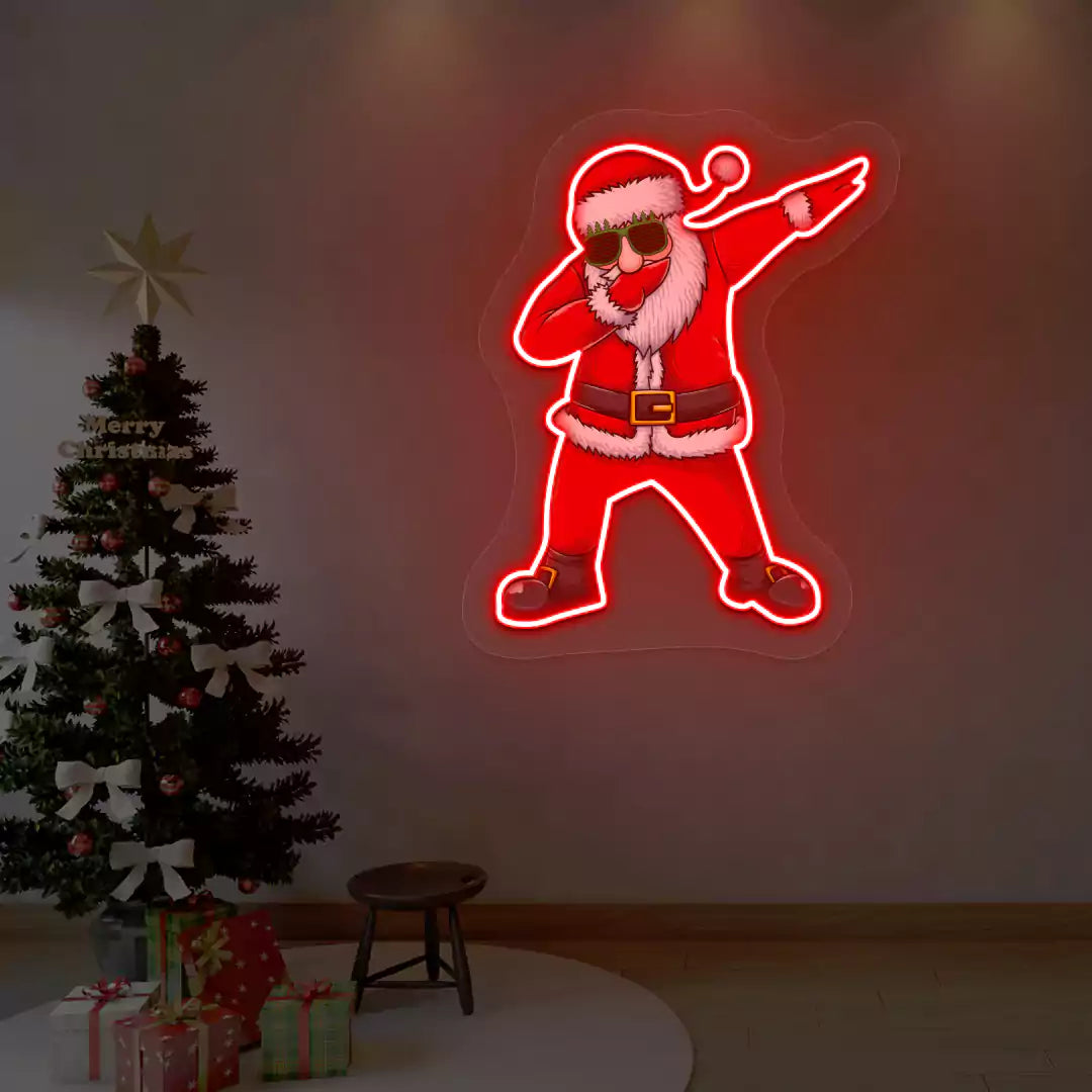 Dabbing Santa Neon Artwork | Red