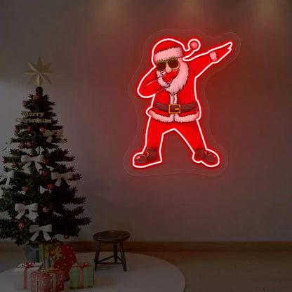 Dabbing Santa Neon Artwork | Red