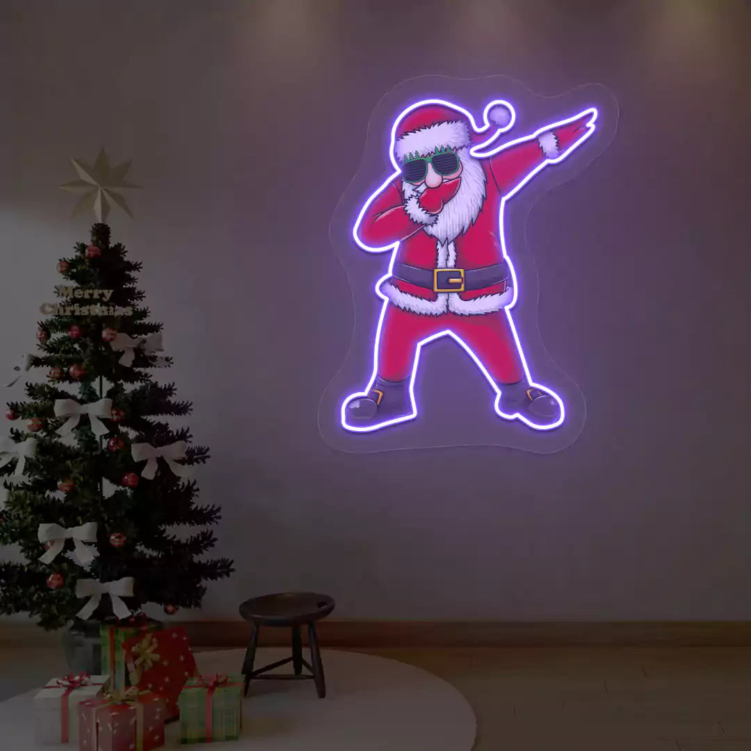 Dabbing Santa Neon Artwork | Purple