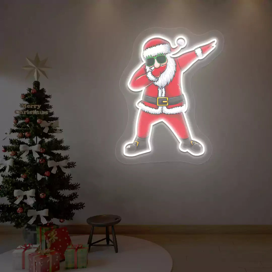 Dabbing Santa Neon Artwork | Warmwhite