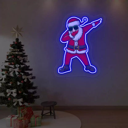 Dabbing Santa Neon Artwork | blue