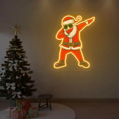 Dabbing Santa Neon Artwork | Orange