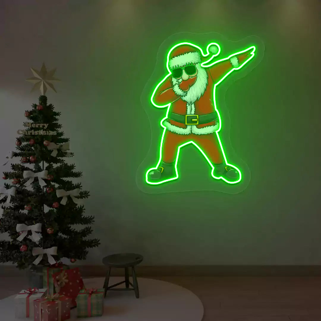 Dabbing Santa Neon Artwork | Green
