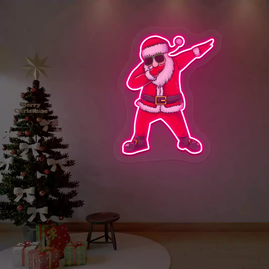 Dabbing Santa Neon Artwork | Pink