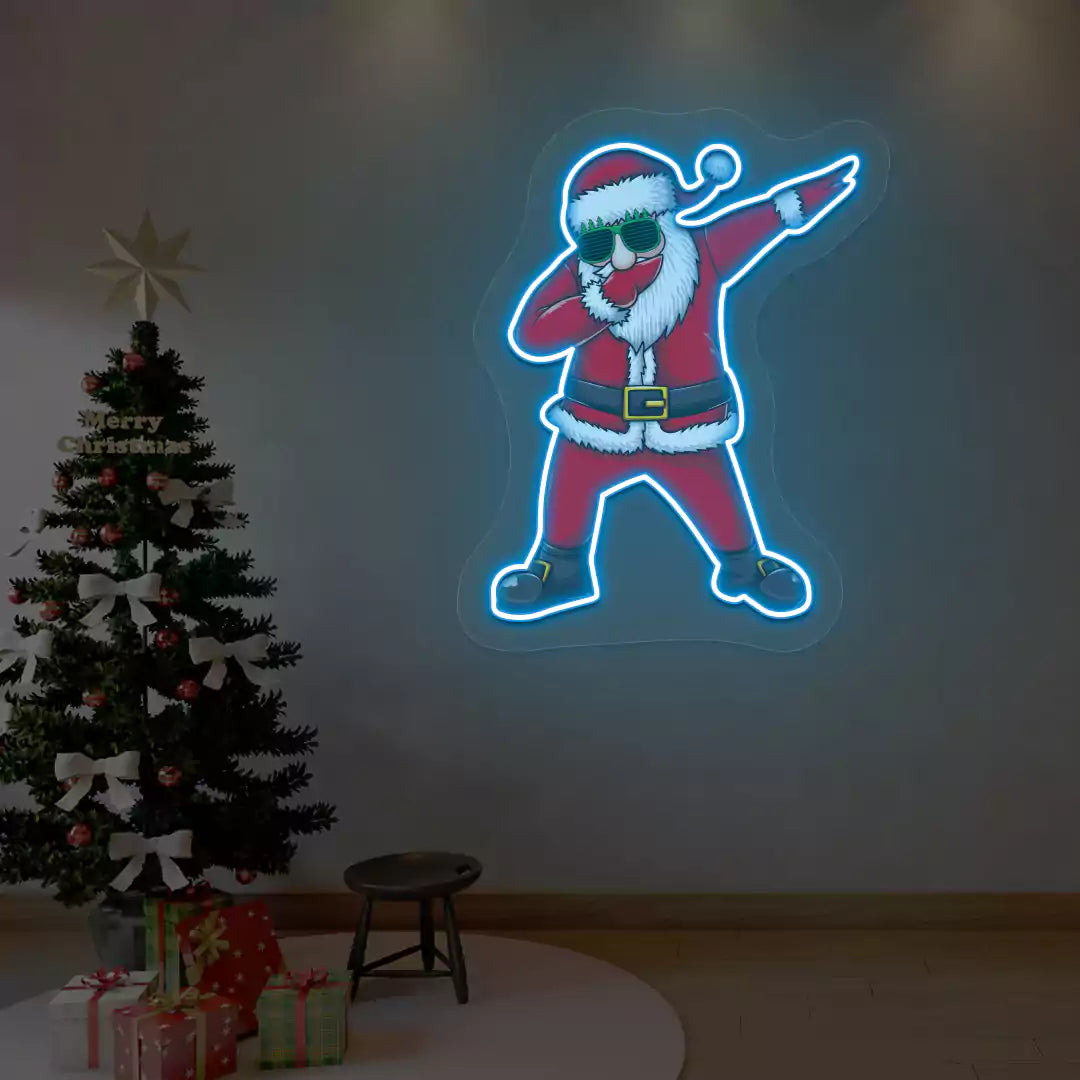 Dabbing Santa Neon Artwork | Iceblue