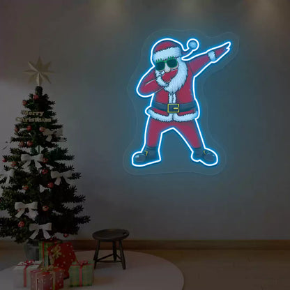 Dabbing Santa Neon Artwork | Iceblue
