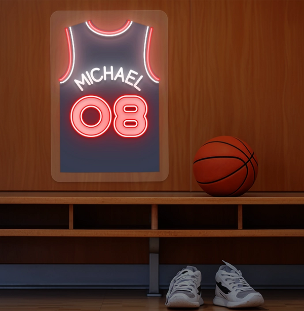 Personalized DEN Jersey Basketball Neon Artwork Sign