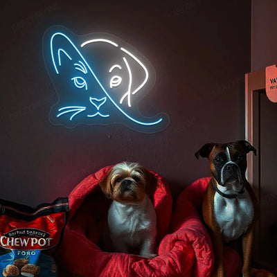 Cat Dog Duo Neon Sign | Iceblue