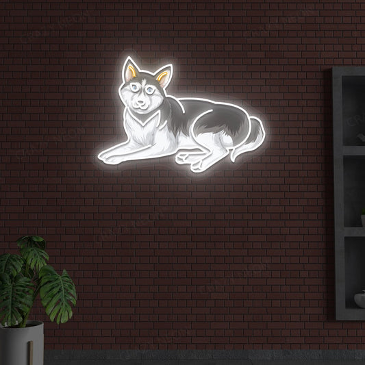 Siberian Husky Artwork Neon Sign