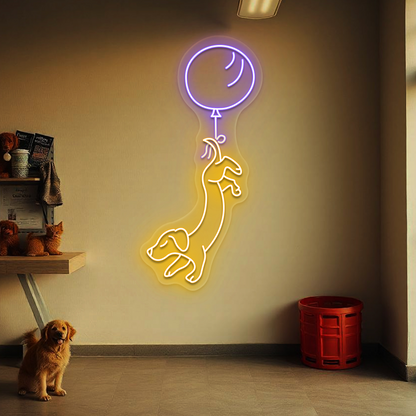 Balloon Pup Neon Sign | Purple