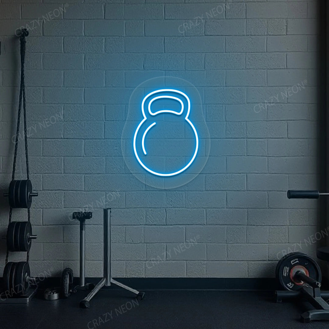 Kettlebell Workout Neon Sign | Ice Blue