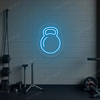 Kettlebell Workout Neon Sign | Ice Blue