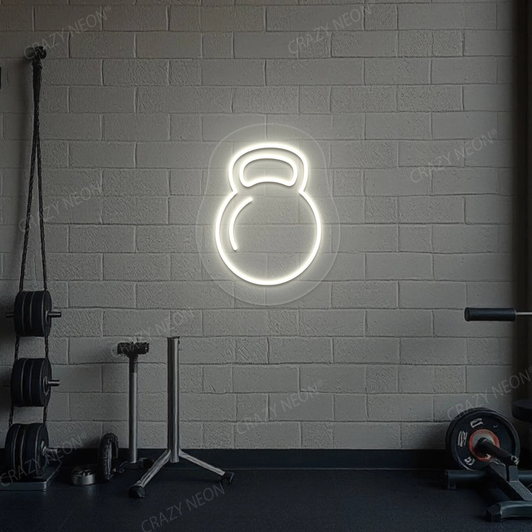 Kettlebell Workout Neon Sign | White