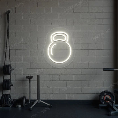 Kettlebell Workout Neon Sign | White