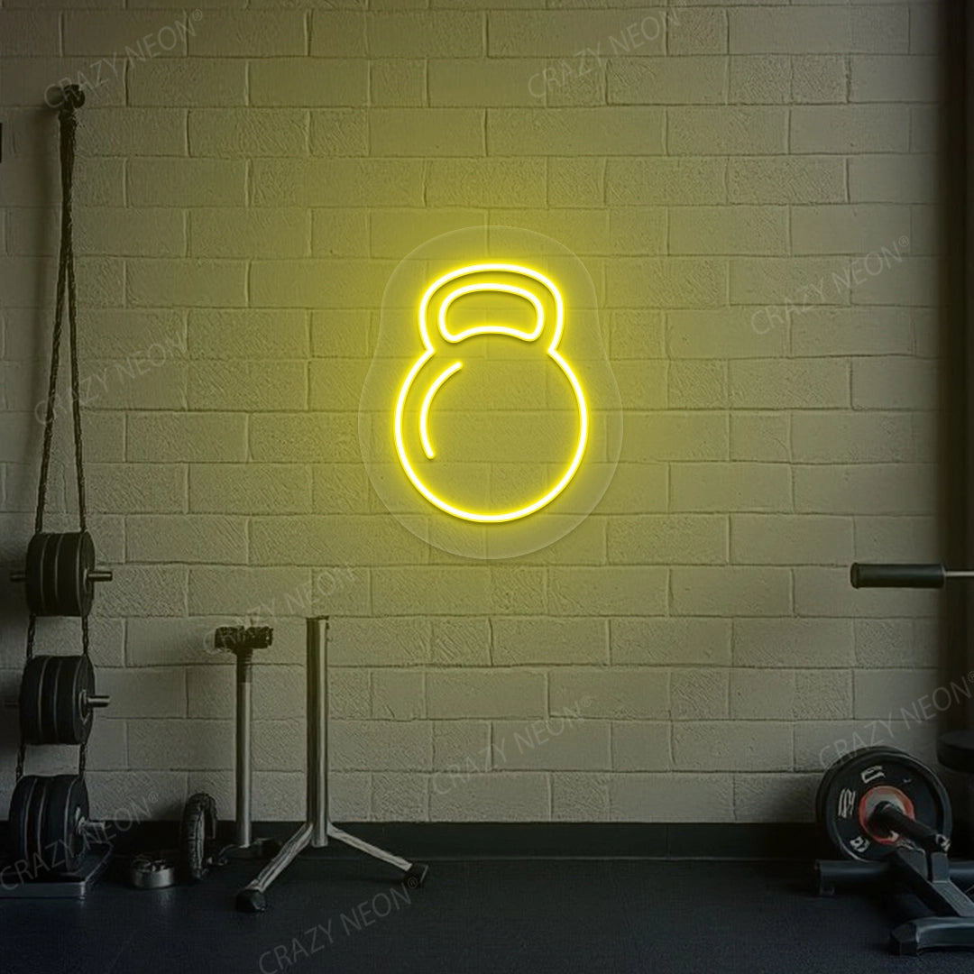 Kettlebell Workout Neon Sign | Yellow