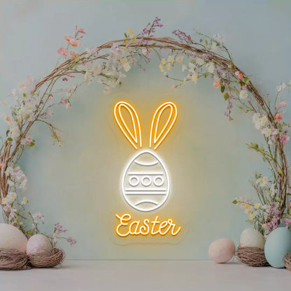 Easter Bunny Egg Neon Sign n Orange Color
