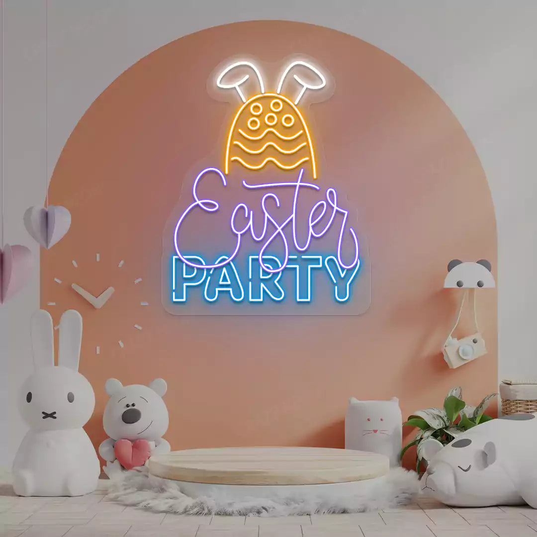 Easter Party Neon Sign in purple color
