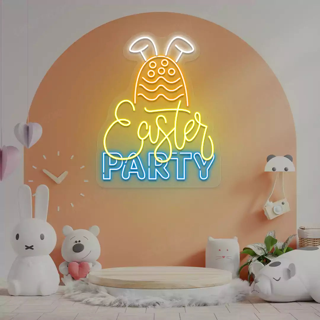 Easter Party Neon Sign in Yellow color