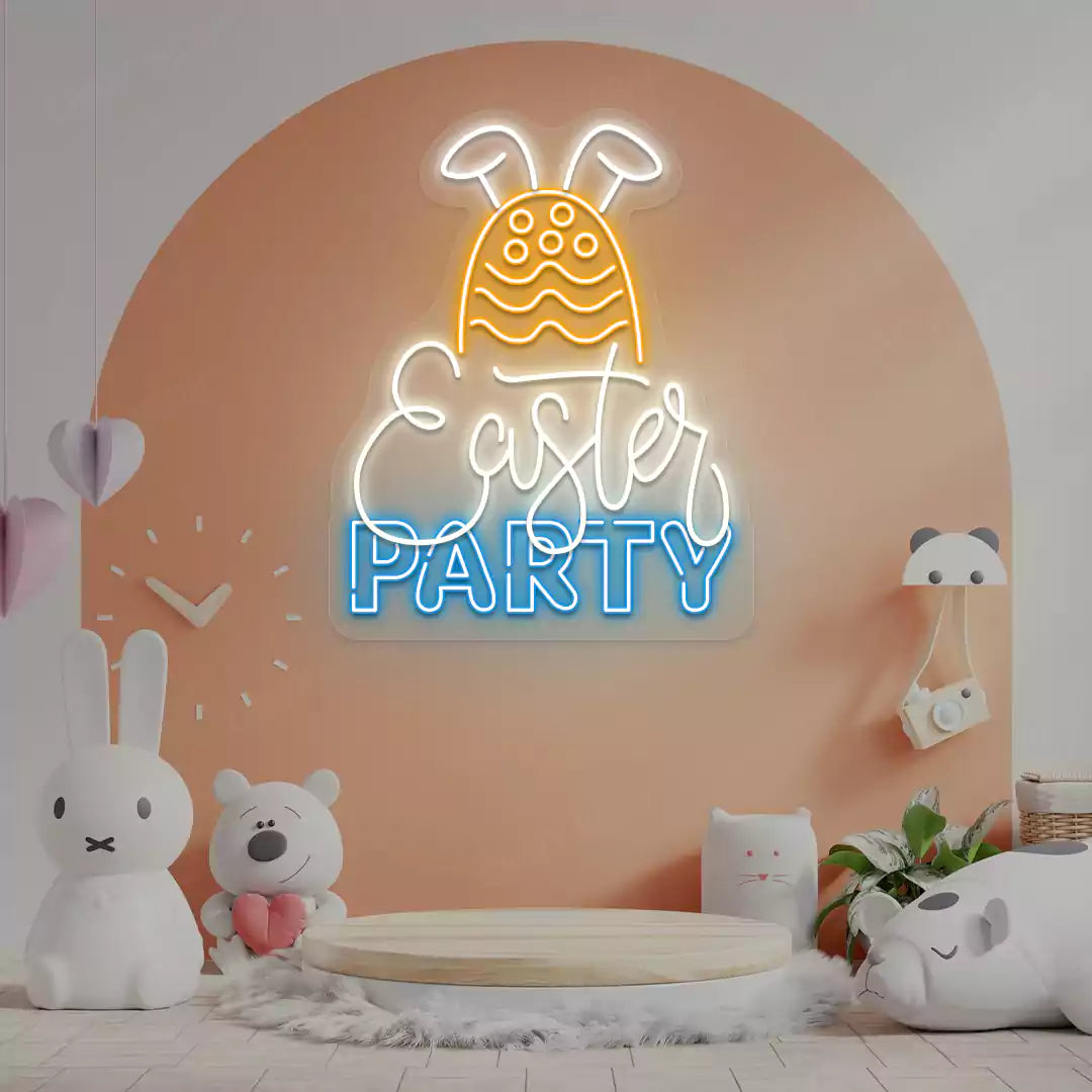 Easter Party Neon Sign in White color