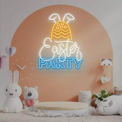 Easter Party Neon Sign in White color