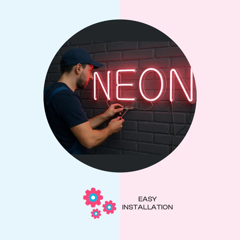 Easy installation neon wall sign with hassle-free setup for home or business decor