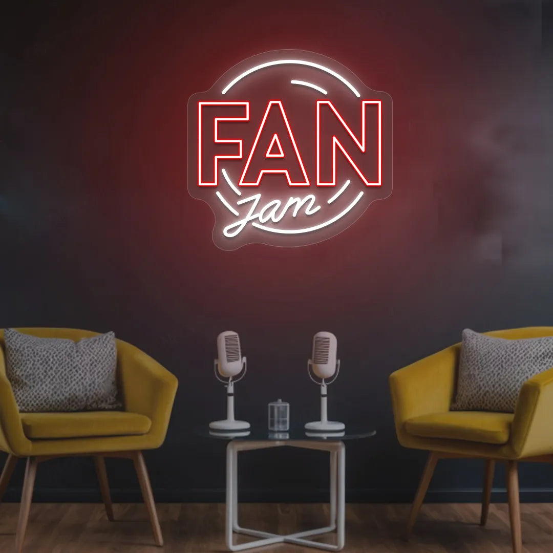 Fan Jam Neon Sign | White