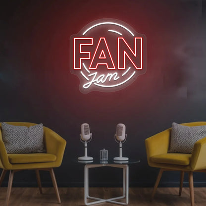 Fan Jam Neon Sign | White
